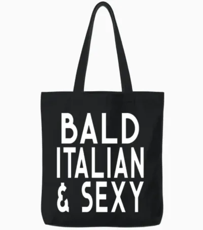 Bald Italian and Sexy Funny Bald Guy Design Urban Tote Bags - Black