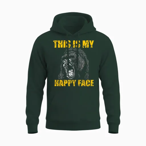 Happy Gorilla Face Unisex Hoodie - Forest