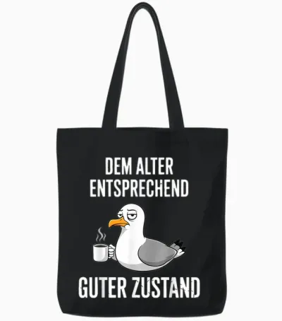 Dem Alter Entsprechend Guter Zustand Möwe Tote Bags - Black