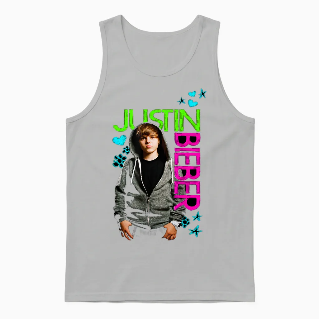Official Justin Bieber Black Unisex Tank Top in Ash