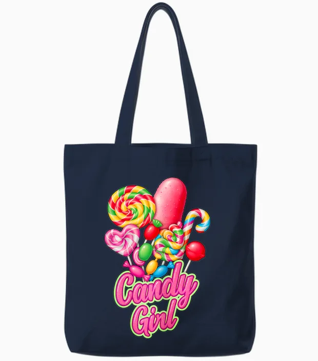 Candy and Girl Candy Lovers Cute X Carnival Costume Tote Bags in Navy