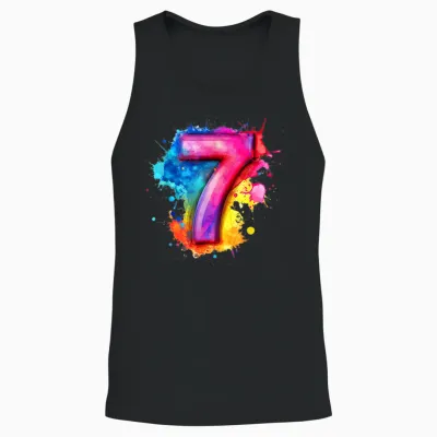 Farbenfroher 7. Geburtstag Für Mädchen, 7. Geburtstag Unisex Tank Top - Black