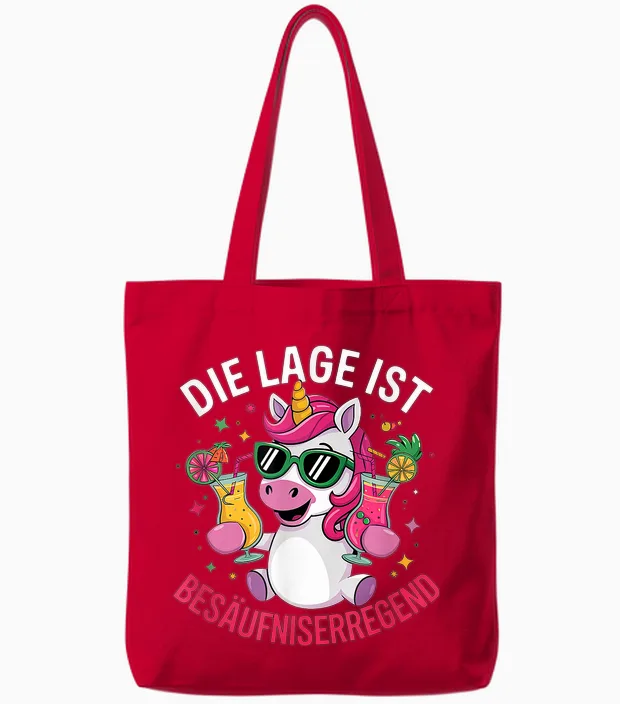 Die Lage Ist Besäufniserregend - Einhorn Style Tote Bags in Red