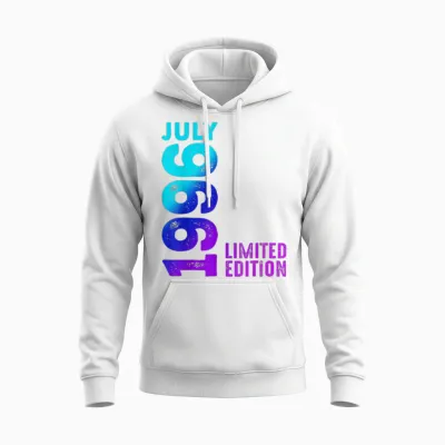Juillet 1996 Année 1996 Rétro 1996 Vintage édition Limitée Unisex Hoodie - White