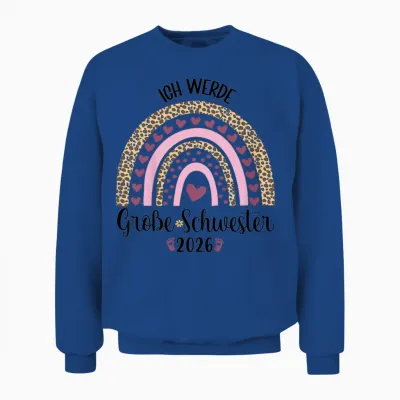 Children's T-Shirt with German Text "ich Werde Große Schwester 2026" [german Language], Black, S Unisex Sweatshirt - Royal