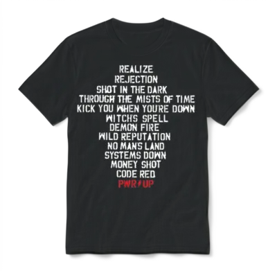 Ac/dc Logo Design with Power Up Tracks Backprint Unisex T-Shirt - Black