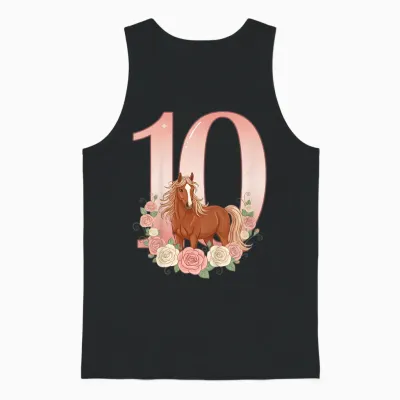 10e Anniversaire, Fille, Cheval, Poney | 10 Ans Anniversaire De Fille Unisex Tank Top - Black