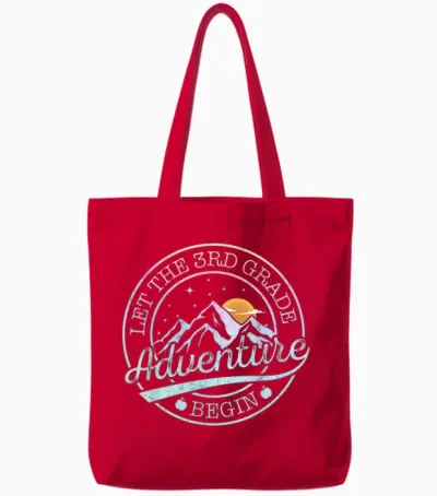 Let the 3rd Grade Adventure Begin Retro First Day of School Tote Bags - Red