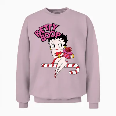 Candy Cane Graphic T-Shirt Papl3165 Unisex Sweatshirt - Light Pink