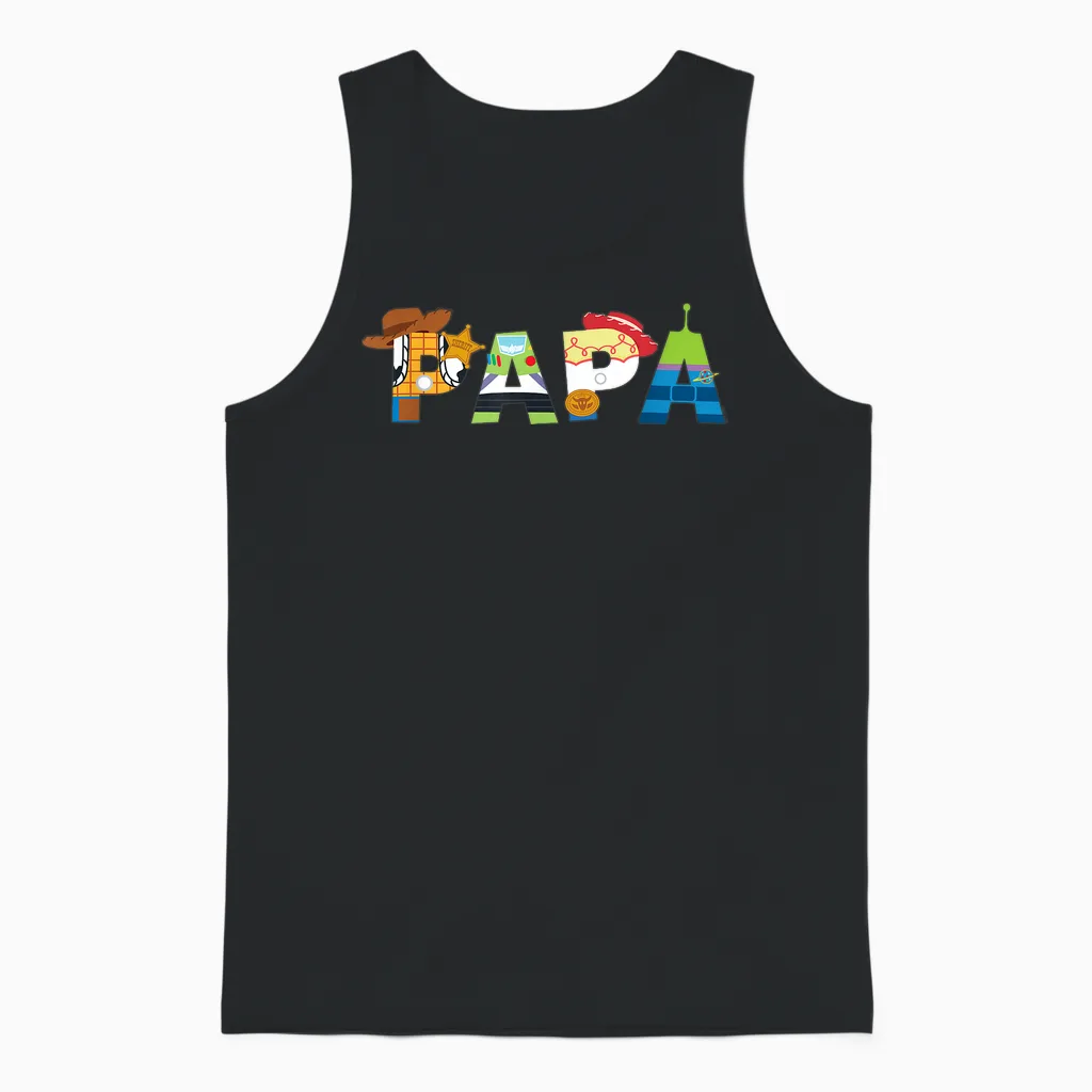 Disney and Pixar's Toy Story Papa Father's Day Dad Birthday T-Shirt, Black, S Unisex Tank Top in Black