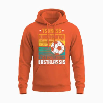 Schulkind Cooles Fussball Junge Schulbeginn Einschulung Unisex Hoodie - Orange