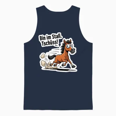 Funny Horse Design - Bin Im Stall Tsch! Unisex Tank Top - Navy