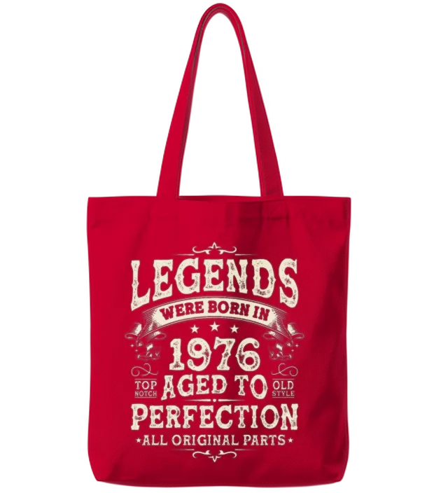 Vintage 1976 Legends Birthday Gift Tote Bags - Red