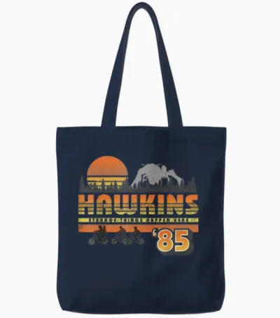 Stranger Things Hawkins Tote Bags - Navy