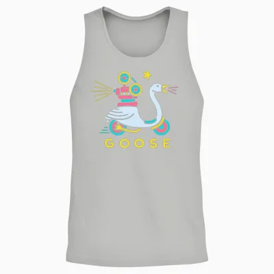 Biker Goose Retro Funny Unisex Tank Top - Ash