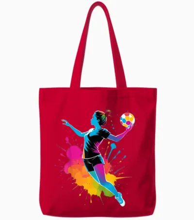 Handballer Women's / Girls' Handball T-Shirt, Black, S Tote Bags - Red