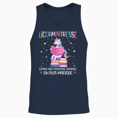 Licormaitresse Humour Maitresse Licorne Cadeau Enseignante Manche Longue Unisex Tank Top - Navy