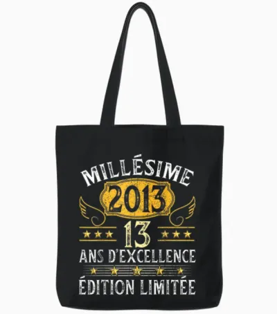 Vintage 2013 13 Years Birthday Girl Boy Vintage 2013 Tote Bags - Black