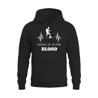 Hiking Is on the Blood - Keep Calm and Hike On Unisex Hoodie - Black