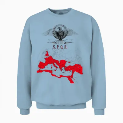 Spqr Banner with Detailed Map of the Roman Empire Unisex Sweatshirt - Light Blue