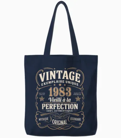42 Years Man 1983 Birthday T Shirt 42 Years Man 1983 T-Shirt, Black, S Tote Bags - Navy