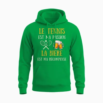 Men's Tennis Humour Tennisman Gift Humorous Beer T-Shirt, Black, S Unisex Hoodie - Irish Green