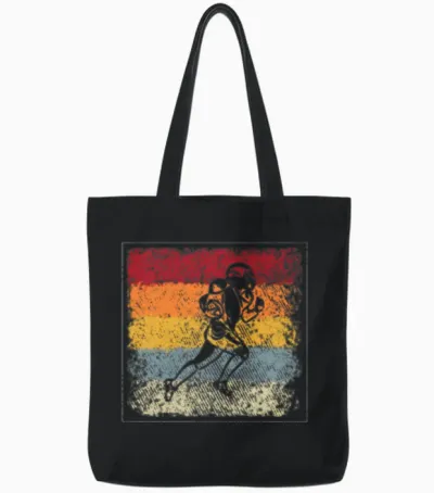 Rugby Retro Tote Bags - Black