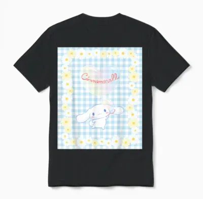 Cinnamoroll Bubble Blue Ginham Daisy T-Shirt Small Unisex T-Shirt - Black