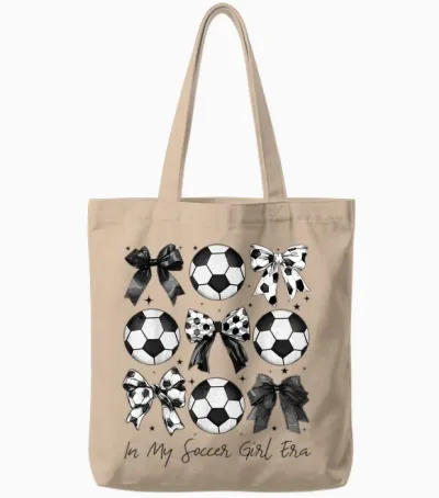 Soccer Shirt in My Soccer Girl Era Retro Groovy Soccer Girl Tote Bags - Natural