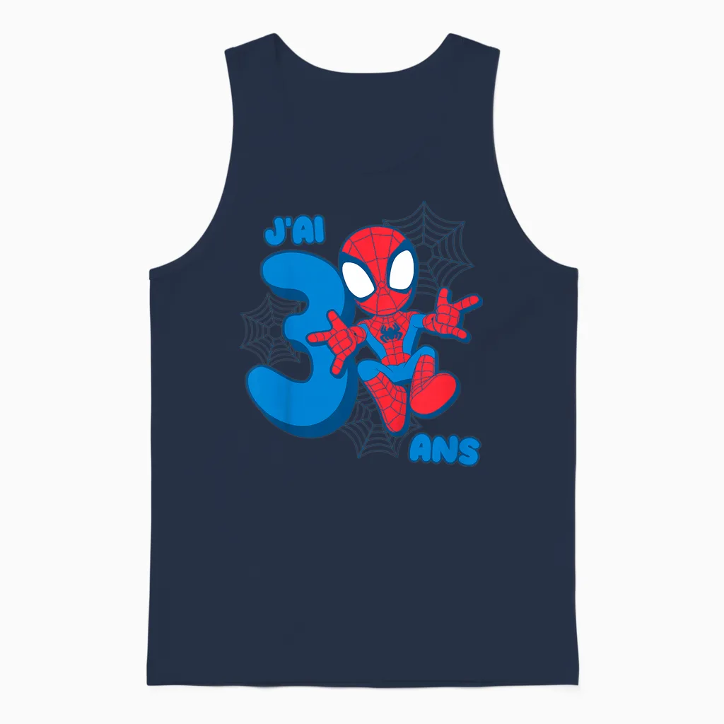 Kids Marvel Spider-Man Cute Spidey Birthday 3 Years Unisex Tank Top in Navy