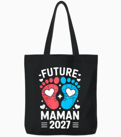 Femme Enceinte Future Maman 2027 Annonce Grossesse Original Tote Bags - Black