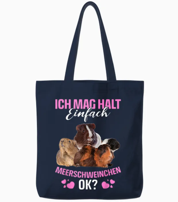 Ich Mag Halt Einfach Meerschweinchen Ok? Guinea Pig Tote Bags in Navy