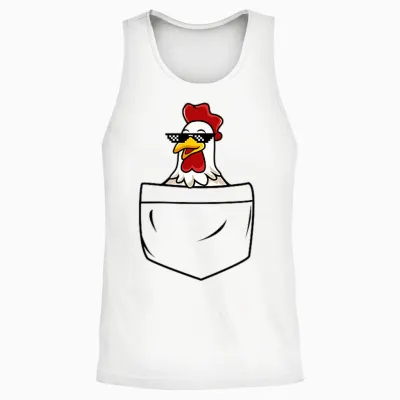 Coole Huhn Henne Hahn in Tasche Mit Meme Sonnenbrille Unisex Tank Top - White