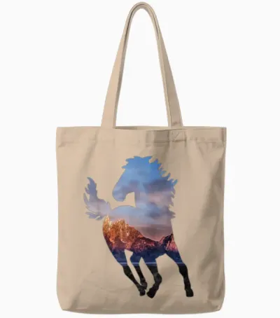 Wild Mustang Western Horse Gift for Horse Lovers Tote Bags - Natural
