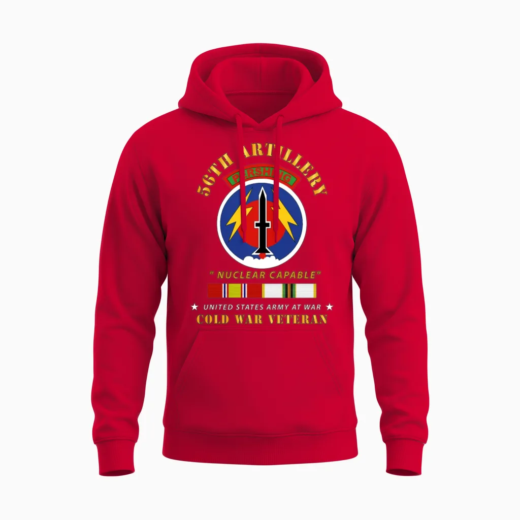Army 56th Artillery Pershing Nuclear Capable Unisex Hoodie in Red