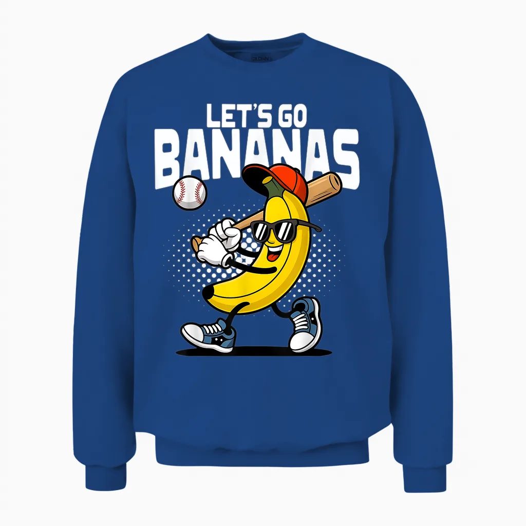 Let's Go Bananas Funny Banana Baseball Lover Banana Unisex Sweatshirt in Royal
