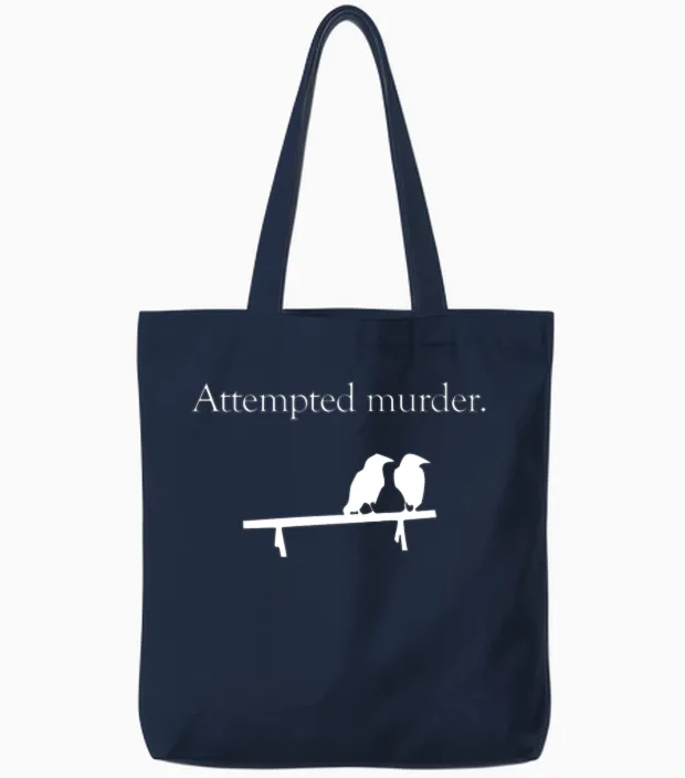 Attempted Murder Tote Bags in Navy