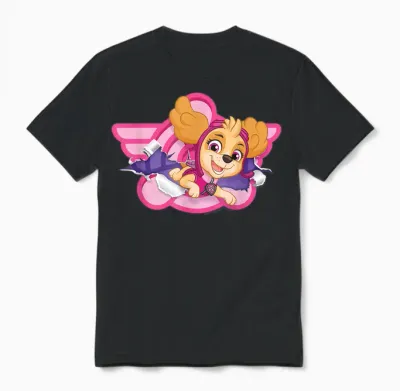 Paw Patrol Skye Cloud Torn Badge Unisex T-Shirt - Black