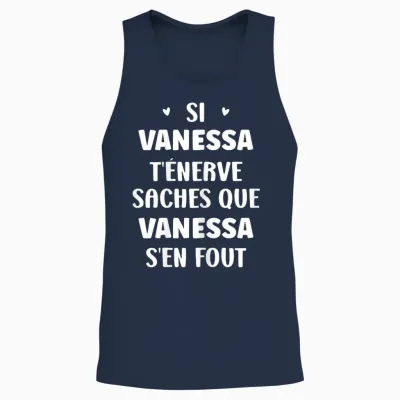 Nom Si Vanessa T'énerve Humour Vanessa Unisex Tank Top - Navy