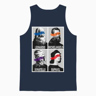Renaissance Ninja Artists Poster Style Pop Art Unisex Tank Top - Navy