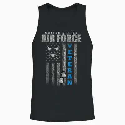 Veteran of the Us Air Force Usa Flag Veterans Unisex Tank Top - Black