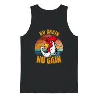 Funny Chicken Fitness Bodybuilder Say No Grain No Unisex Tank Top - Black – 1