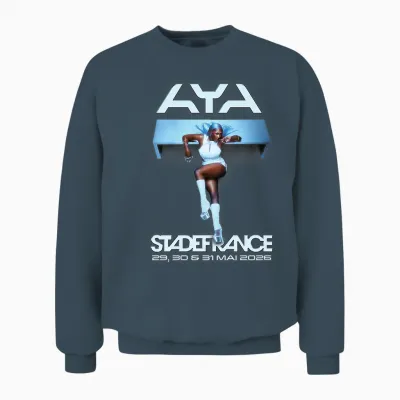 Aya Nakamura Merch Officiel Tournée Stade De France 2026 T-Shirt Haut De Gamme Unisex Sweatshirt - Dark Heather