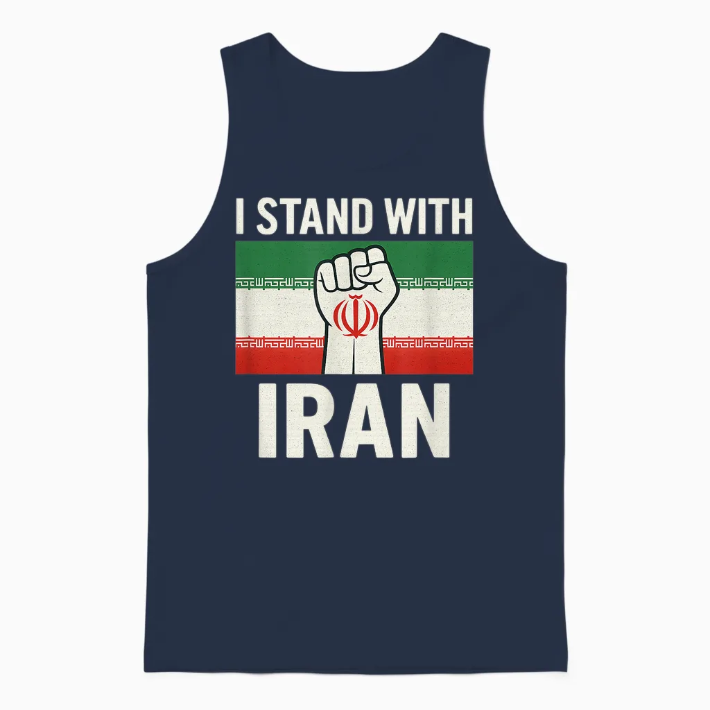 I Stand with Iran Free Iran Unisex Tank Top in Navy