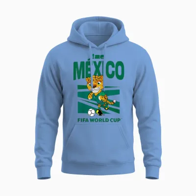 Kids Fifa World Cup26 Mexico Mascot Ball Unisex Hoodie - Carolina Blue