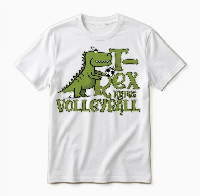 T Rex Hates Volleyball Unisex T-Shirt in White