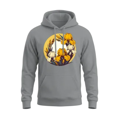 Retro Yellow Irises Unisex Hoodie - Sport Grey