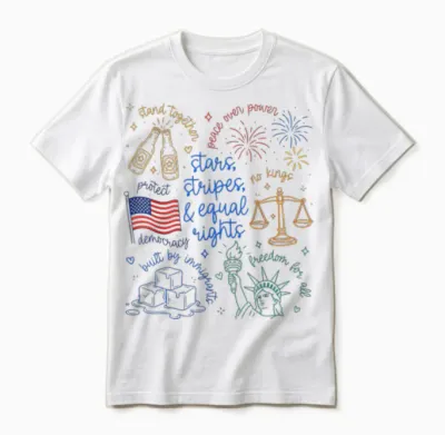 Stars Stripes & Equal Right Doodle Usa Political Liberal Unisex T-Shirt - White