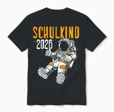 Schulkind 2026 Weltraum Planet Jungen Einschulung Astronaut Unisex T-Shirt - Black