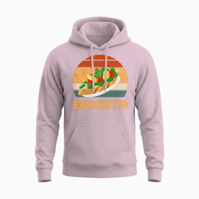 Retro Bruschetta Design Unisex Hoodie - Light Pink